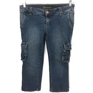 Seductions Cargo Pocket Capri Jeans Juniors 3 Stretch Y2K Classic Casual Skater